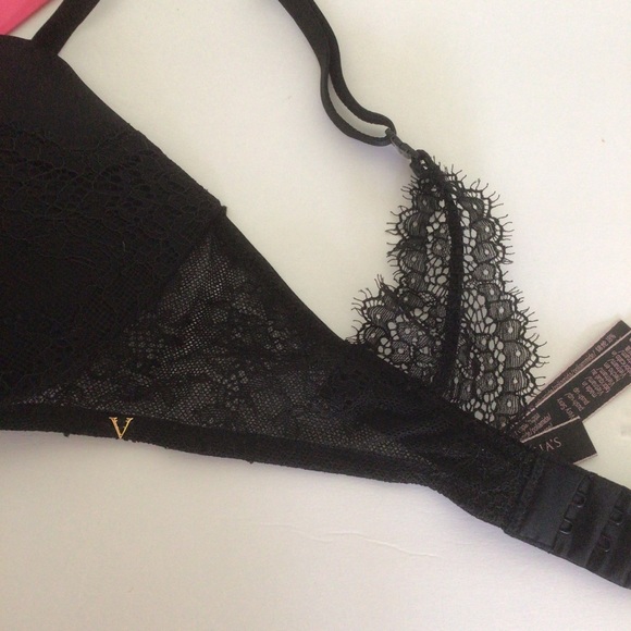 VICTORIAS SECRET VERY SEXY PUSH UP BRA BLACK SATIN AND LACE SIZE 32D - Picture 5 of 16